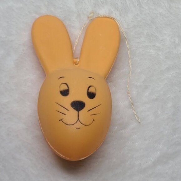 Vtg Sun Hill Bunny Rabbit Blow Mold Plastic Easter Egg Hanging Ornament Orange - Picture 2 of 5